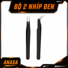 Bộ 2 Nhíp Bằng Thép Không Rỉ Túi Nhựa PVC Kẹp Gắp Linh Kiện Lông Mi Trang Sức Tổ Yến