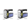 Đèn Pin W16 COB Năng Lượng Mặt Trời 8 Led Chiếu Xa 100 Mét Pin 1200mah Kích Thước 6x12x16.5cm Nặng 271g