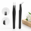 Bộ 2 Nhíp Đen - Nhíp Thẳng 12.4cm + Nhíp Cong 11.2cm - Gắp Linh Kiện Điện Tử- Sửa Chữa DIY