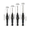 Bộ 4 Mũi Khoan Mở Lỗ Vát Chìm 6MM 8MM 10MM 12MM Mở Lỗ Vát Hình Nón Chuôi Lục Giác