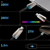 Cáp Sạc Điện Thoại Sạc Siêu Nhanh Double Magic 240W Cyber Led RGB Truyền Dữu Liệu Dài 150Cm