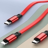 Cáp Sạc Điện Thoại 100W Cuộn Rút Đỏ Sáng Bóng SĐ 3 Đầu TypeC Liling Micro Dài 120CM