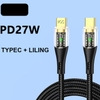 Cáp Sạc Điện Thoại TS Đầu Sạc Trong Suốt Sạc Nhanh PD 120W Truyền Dữ Liệu Dài 100Cm
