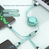 Cáp Sạc Điện Thoại Cuộn Rút 3 Đầu NHS Silicon Dài 20W 120CM Nặng 45G