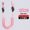 Cáp Sạc Điện Thoại BOA 4 Trong 1 Lò Xo Sạc Nhanh 65W Sạc Được Tất Cả Điện Thoại Di Động