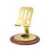 Giá Đỡ Điện Thoại G56 Đế Gỗ Xoay Màu Vàng Chất Liệu Kim Loại Xoay 360 Độ Kích Thước 118x140MM Nặng 200G