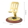 Giá Đỡ Điện Thoại G56 Đế Gỗ Xoay Màu Vàng Chất Liệu Kim Loại Xoay 360 Độ Kích Thước 118x140MM Nặng 200G