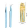 Bộ 2 Nhíp Bằng Thép Không Rỉ Túi Nhựa PVC Kẹp Gắp Linh Kiện Lông Mi Trang Sức Tổ Yến