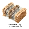 Combo 100 Loại Trở Cắm 1/4W 5% Thông Dụng (Mỗi Loại 1 Gói/50c)