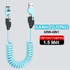 Cáp Sạc Điện Thoại BOA 4 Trong 1 Lò Xo Sạc Nhanh 65W Sạc Được Tất Cả Điện Thoại Di Động