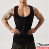 Áo ba lỗ tập gym thể thao thun cotton thấm hút co giãn tốt AB470
