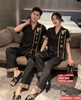 Bộ đồ ngủ Pijama cặp đôi lụa luxury mềm mịn sang trọng tay ngắn quần dài QM0003