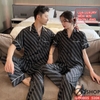 Bộ đồ ngủ Pijama cặp đôi lụa luxury mềm mịn sang trọng tay ngắn quần dài QM0005