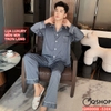 Bộ đồ ngủ Pijama nam lụa luxury mềm mịn sang trọng tay dài quần dài mặc nhà mặc ngủ thoải mái QM0008