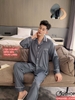 Bộ đồ ngủ Pijama nam lụa luxury mềm mịn sang trọng tay dài quần dài mặc nhà mặc ngủ thoải mái QM0008