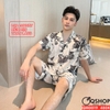 Bộ đồ ngủ pijama cặp đôi lụa luxury cao cấp quần ngắn tay ngắn sang trọng QM0019