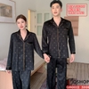 Bộ đồ ngủ pijama cặp đôi lụa luxury cao cấp quần dài tay dài sang trọng QM0022