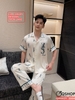 Bộ đồ ngủ Pijama nam lụa luxury mềm mịn sang trọng tay ngắn quần dài QM0031