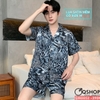 Bộ đồ ngủ pijama nam lụa satin quần ngắn mặc nhà mặc ngủ thoải mái QM0052