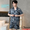 Bộ đồ ngủ pijama nam lụa satin quần ngắn mặc nhà mặc ngủ thoải mái QM0052