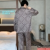 QM0053 - Bộ đồ ngủ pijama nam lụa satin tay dài