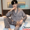 QM0053 - Bộ đồ ngủ pijama nam lụa satin tay dài