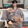 QM0053 - Bộ đồ ngủ pijama nam lụa satin tay dài