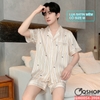 Bộ đồ ngủ pijama nam lụa satin quần ngắn mặc nhà mặc ngủ thoải mái QM0054