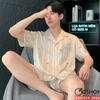 Bộ đồ ngủ pijama nam lụa satin quần ngắn mặc nhà mặc ngủ thoải mái QM0054