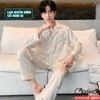 QM0055 - Bộ đồ ngủ pijama nam lụa satin tay dài
