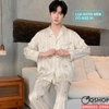 QM0055 - Bộ đồ ngủ pijama nam lụa satin tay dài