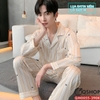 QM0055 - Bộ đồ ngủ pijama nam lụa satin tay dài