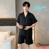 Bộ đồ ngủ pijama nam lụa satin quần ngắn mặc nhà mặc ngủ thoải mái QM0056
