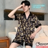 Bộ đồ ngủ pijama nam lụa satin quần ngắn mặc nhà mặc ngủ thoải mái QM0059