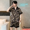 Bộ đồ ngủ pijama nam lụa satin quần ngắn mặc nhà mặc ngủ thoải mái QM0059