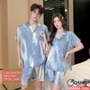 Bộ đồ ngủ Pijama cặp đôi lụa luxury mềm mịn sang trọng tay ngắn quần ngắn QM0062
