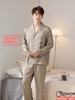 QM0065 - Bộ đồ ngủ Pijama nam lụa tay dài quần dài