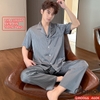 QM0066 - Bộ đồ ngủ Pijama nam lụa tay ngắn quần dài