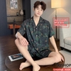 Bộ đồ ngủ Pijama nam lụa luxury mềm mịn sang trọng tay ngắn quần ngắn QM0068