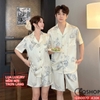 Bộ đồ ngủ pijama cặp đôi lụa luxury cao cấp quần ngắn tay ngắn sang trọng QM0070