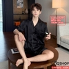 Bộ đồ ngủ pijama cặp đôi lụa luxury cao cấp quần ngắn tay ngắn sang trọng QM0072