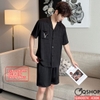 QM0074 - Bộ đồ ngủ pijama cặp đôi lụa quần ngắn tay ngắn