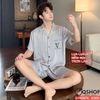 Bộ đồ ngủ pijama cặp đôi lụa luxury cao cấp quần ngắn tay ngắn sang trọng QM0074