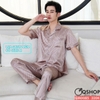 Bộ đồ ngủ pijama nam lụa satin quần dài tay ngắn mặc nhà mặc ngủ thoải mái QM0085