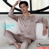 Bộ đồ ngủ pijama nam lụa satin quần dài tay dài mặc nhà mặc ngủ thoải mái QM0086