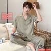 Bộ đồ ngủ Pijama nam lụa luxury mềm mịn sang trọng tay ngắn quần dài QM0088