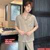 Bộ đồ ngủ Pijama nam lụa luxury mềm mịn sang trọng tay ngắn quần dài QM0088