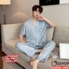 Bộ đồ ngủ Pijama nam lụa luxury mềm mịn sang trọng tay ngắn quần dài QM0089