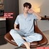 Bộ đồ ngủ Pijama nam lụa luxury mềm mịn sang trọng tay ngắn quần dài QM0089