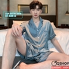 QM0097 - Bộ đồ ngủ pijama nam lụa satin mềm quần ngắn